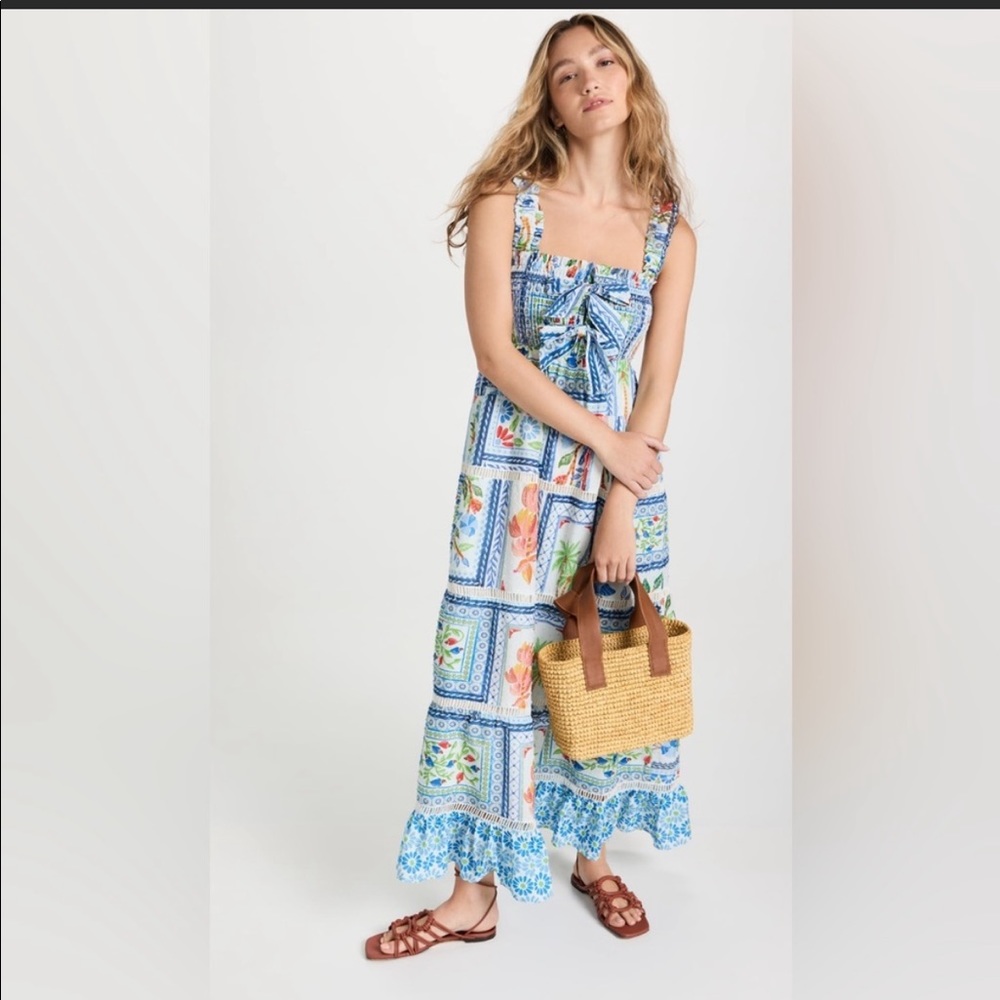 Farm Rio Tropical Tiles Square Maxi Dress XS
